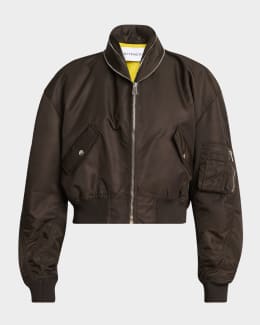 Givenchy Double Shawl-Collar Leather Crop Bomber Jacket