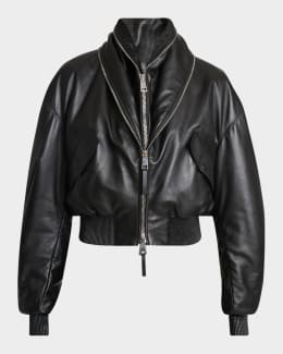 Givenchy Zipped Double Shawl-Collar Crop Bomber | Neiman Marcus
