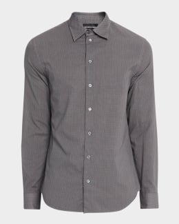 トップス GIORGIO ARMANI PIPING BAND COLLAR SHIRT Giorgio Armani Men's Striped Band-Collar Sport Shirt