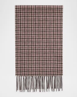 Anderson & Sheppard Men's Hairline Windowpane Check Cashmere Scarf