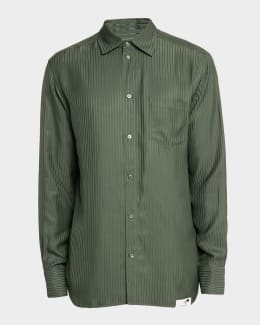 Amiri Men's Button-Front Script Stripe Shirt | Neiman Marcus