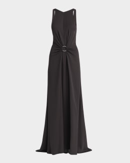 ワンピース Giorgio Armani Dress Giorgio Armani Abstract-Print Silk Long-Sleeve Maxi Wrap