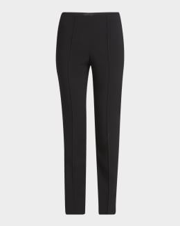Giorgio Armani Silk Satin Pleated Straight-Leg Trousers