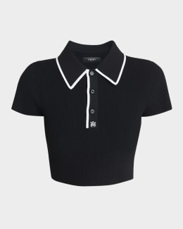 ■BOTTEGA VENETA■ Crop Short Sleeve Polo Shirt Ebisu Melang Buy Bottega Veneta Cropped Polo Shirt 'Light Cyan' - 777596