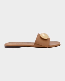 Marni Flower Leather Slide Sandals | Neiman Marcus
