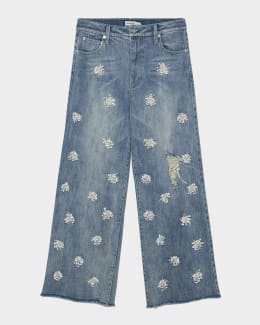 Ramy Brook Zora Embellished Floral Cutout Jeans | Neiman Marcus