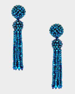 Oscar de la Renta Raffia Tassel Bouquet Clip-On Earrings  display picture 3