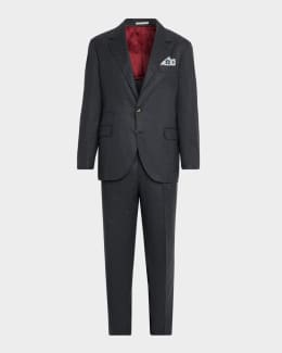 【ブルネロクチネリ】 Suits - Double Breasted Suits スーツ Brunello Cucinelli Men's Pinstriped Flannel Double-Breasted