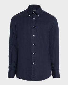 Brunello Cucinelli Men's Denim Snap-Front Western Shirt | Neiman