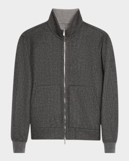 TOM FORD Men's Wool and Silk Leather-Collar Biker Jacket | Neiman
