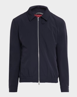Brunello Cucinelli Men's Leather Full-Zip Bomber Jacket with