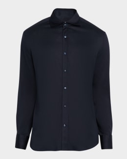 Men's Micro-Chevron Button-Collar Sport Shirt | Neiman Marcus