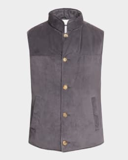 Brunello Cucinelli Men's Snap-Front Quilted Down Vest
