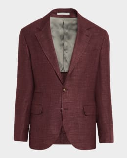 スーツ BRUNELLO CUCINELLI Wool and cashmere jacket with necklace Brunello Cucinelli Men's Wool and Cashmere Chevron Sport