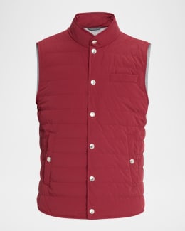 Brunello Cucinelli Men's Snap-Front Quilted Down Vest