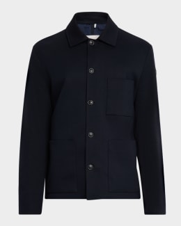 モンクレール ウールシャツ Moncler Men's Zip-Front Denim Overshirt | Neiman Marcus