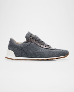 Brunello Cucinelli Knit Monili Runner Sneakers | Neiman Marcus