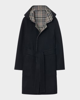 コート Burberry Castleford Double-Breasted Trench With Check Collar Burberry Castleford Check-Collar Belted Double-Breasted