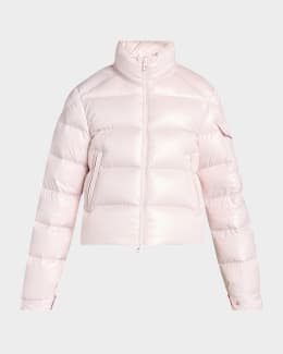 【関税&送料込】Moncler Fuchsia Nylon Petra Down Jacket Moncler Pink Quilted Nylon Down Bady Fox Fur Jacket Size 14