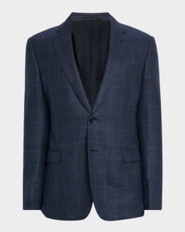 Emporio Armani Men's Mini-Check Printed Velvet Blazer