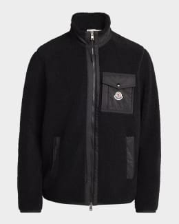 Moncler Men's Long-Sleeve Zip Polo Sweater | Neiman Marcus