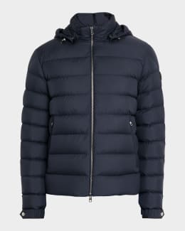 Moncler Men's Quilted Full-Zip Hooded Jacket | Neiman Marcus