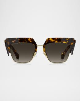Etro Logo Mixed-Media Square Sunglasses | Neiman Marcus display picture 1