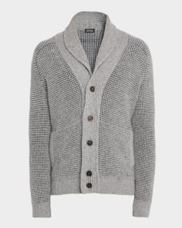 Bergdorf Goodman Men's Cable Knit Shawl Cardigan | Neiman Marcus
