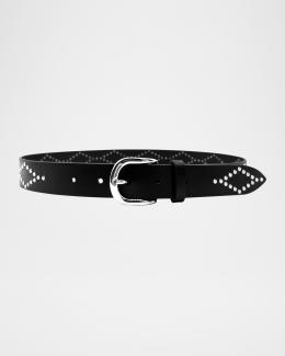 Isabel Marant Zap Studded Leather Belt | Neiman Marcus