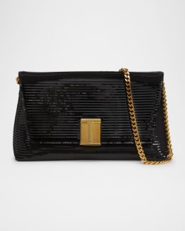 Saint Laurent Uptown YSL Pouch in Croc-Embossed Leather