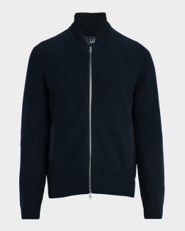 Brioni Men's Cashmere Jacquard Full-Zip Sweater | Neiman Marcus