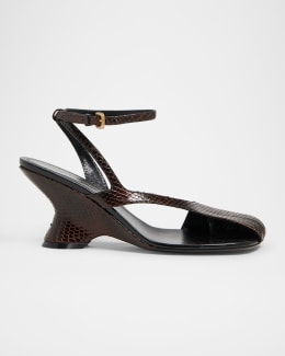 Dries Van Noten Strappy Patent Leather Wedge Sandals | Neiman Marcus