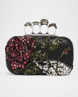 McQueen Skull Four Ring Clutch Bag | Neiman Marcus