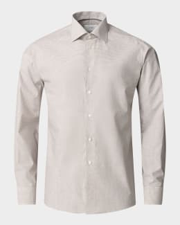 slim fit dress slacks ETON Fine Striped Signature Twill Shirt Blue