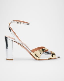 Aquazzura Divine Metallic Crisscross Platform Sandals | Neiman Marcus