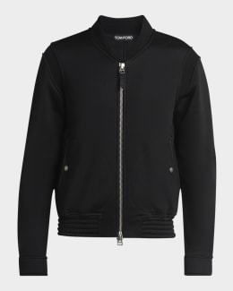 TOM FORD Men's Leather Trim Double-Face Twill Blouson | Neiman Marcus