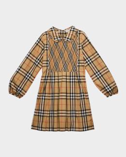 Burberry Girl's Check Trim Cotton Top, Size 6M-14 | Neiman Marcus