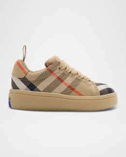 Kid's Cambridge Check Cotton Sneakers | Neiman Marcus