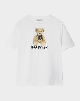 BURBERRY クマ柄ロゴ Tシャツ 128cm Burberry Boy's Cedar EKD Label Short-Sleeve Cotton T-Shirt, Size 3