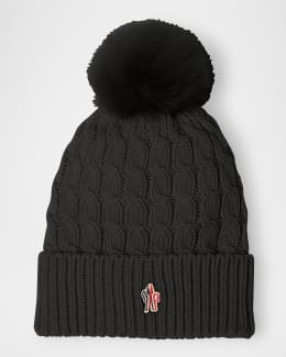 Moncler Grenoble Wool-Blend Beanie with a Shearling Pom | Neiman