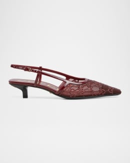 Gucci Tom Crystal GG Mesh Slingback Pumps | Neiman Marcus