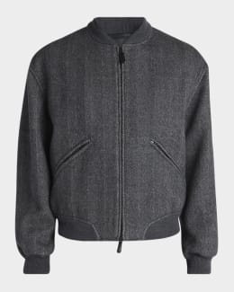 Giorgio Armani Men's Napa Leather Full-Zip Bomber Jacket | Neiman