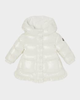 Moncler Girl's Odile A-Line Ruffle-Trim Coat, Size 12M-3 | Neiman