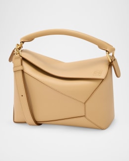 LOEWE ベージュ ショルダーバッグ Authentic Loewe Puzzle Bag Leather Medium Strap Tan Beige