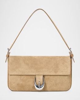 STAUD Harlow Buckle Suede Shoulder Bag | Neiman Marcus