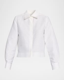 Stella McCartney Cotton Poplin Button-Front Peplum Shirt | Neiman