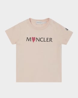 Moncler Girl's Tonal Embroidered Logo Short-Sleeve T-Shirt, Size 8