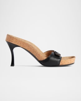 サンダル・ミュール BALENCIAGA SS25 CITY SANDAL L005 (834692WAD4Y 1080) Balenciaga City Leather Block-Heel Sandals | Neiman Marcus