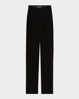 Giorgio Armani Black Cady Straight-Leg Pants | Neiman Marcus