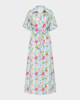 Reiss Camelia Printed Short-Sleeve Open-Back Mini Dress